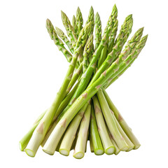 Bunch of Fresh Green Asparagus Spears on White Background  
