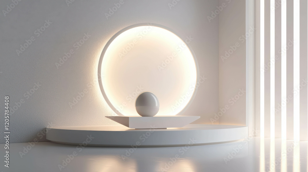 Poster sleek 3d rendered product display stand with simple design and minimalist aesthetic
