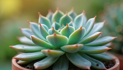 Fototapeta premium Close-up of Green Succulent Plant in Natural Light; Perfect for Botanical Themes