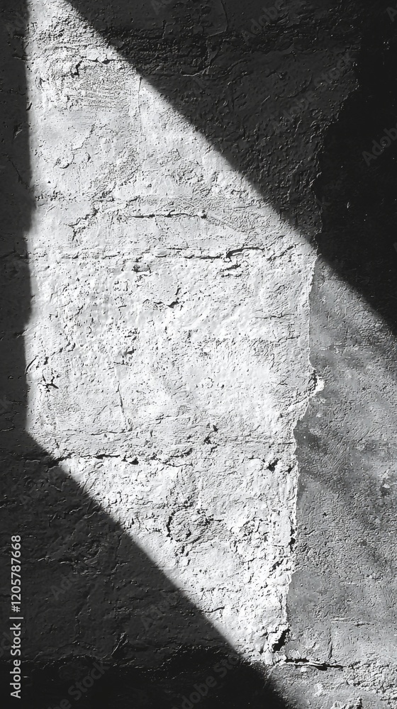 Poster soft shadows dance across a textured plaster wall, highlighting the intricate details of the surface