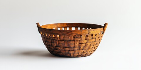 Fototapeta premium Rustic Wooden Basket with Intricate Weave Design