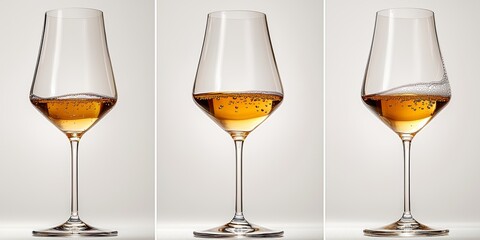 Elegant Wine Glasses Displaying Bubbles and Liquid Flow