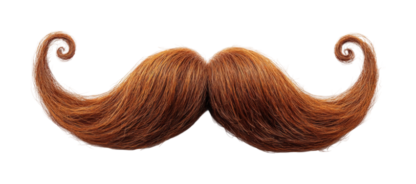 Artistic display of a long brown mustache indoor studio creative environment close-up view whimsical concept