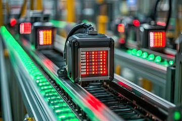 close-up of robotic sensors scanning barcodes in warehouse ensuring efficiency and accuracy