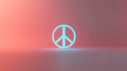 elegant 3d render of peace symbol emoji glowing with holographic gradient colors representing calm and smooth cartoon-style