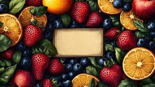 Charming Mason Jar Label with Playful Fruit Motifs Perfect for Personalization and Decor