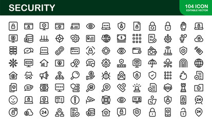 Premium Security Icons. Clean and Editable Vectors for Surveillance, Protection, Alarm Systems, and Cybersecurity Projects.