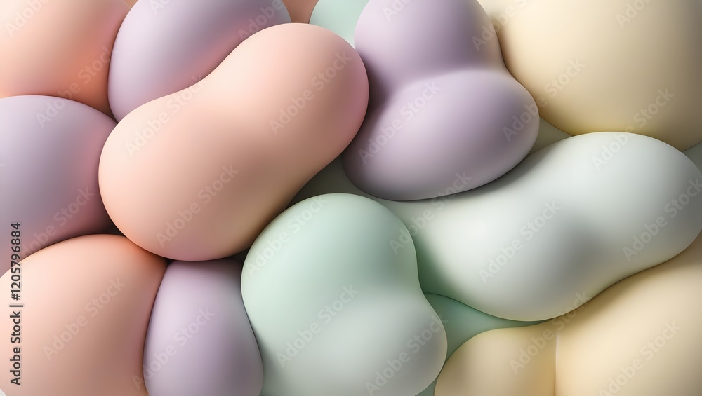Poster pastel abstract 3d shapes smooth rendering modern background
