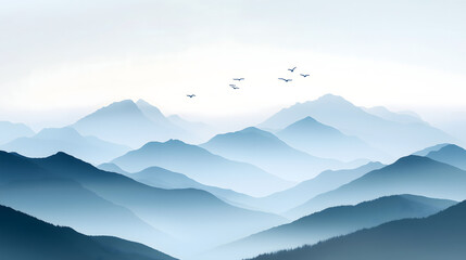 Chinese style ink painting of beautiful landscape	