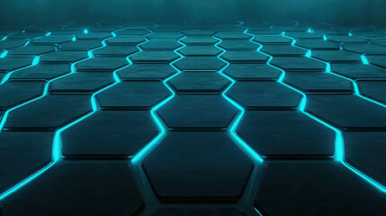 Fototapeta premium Futuristic Geometric Labyrinth with Neon Walls in a Modern Digital Environment