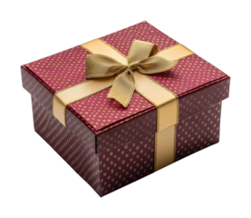 Festive action unveiling red gift box with gold ribbon home setting still life close-up celebration mood