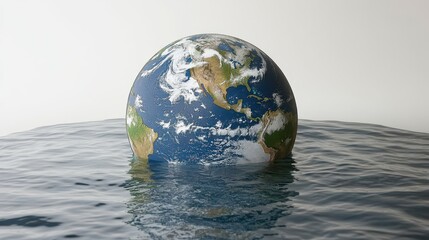 Globe Surrounded by Polluted Water and Copy Space