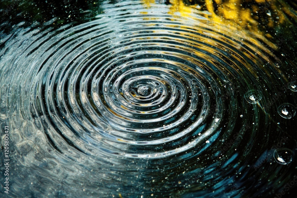 Aufkleber vibrant display of abstract water droplets forming concentric patterns on smooth glass surface