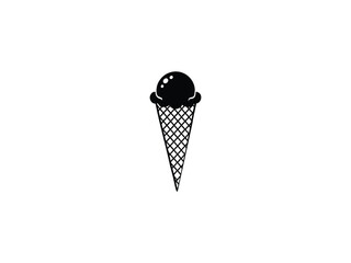 ice cream icon template, Tasty Ice Cream Cone, Summer Treat, Waffle Cone with Scoop, Isolated Vector Design