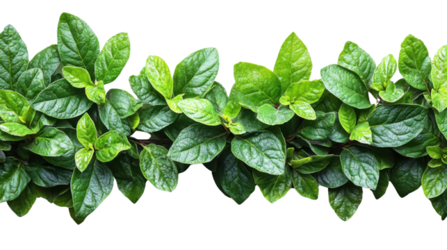 green leaves shrubs upper border isolated on white background 