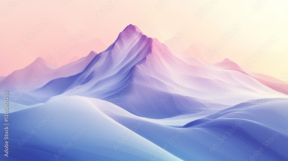 Poster abstract illustration of mountain using soft flowing gradients and blurred shapes symbolizing moveme