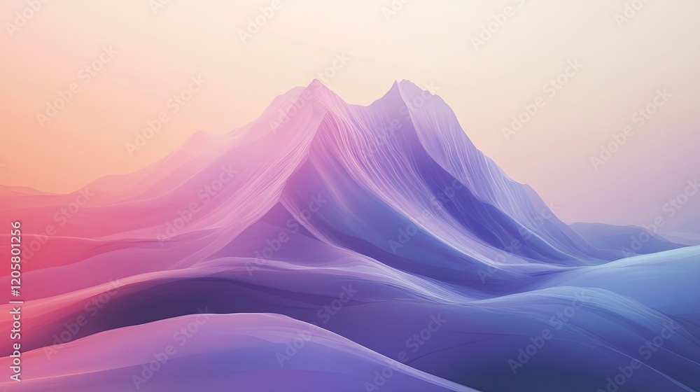 Poster abstract illustration of mountain using soft flowing gradients and blurred shapes symbolizing moveme
