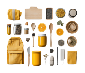 Eco-friendly daily essentials home lifestyle bright environment top view sustainability concept