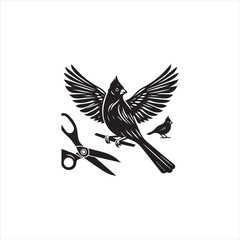 Black Silhouette Vector bird on a branch