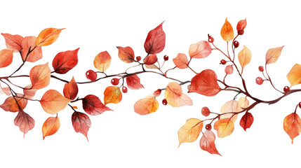  watercolor Autumn branch element set transparent on white background 