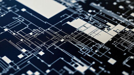 High-Detail Close-Up Of Architectural Blueprints, Highlighting Precise Linework And Annotations, Building Concept, Precise Drawing.