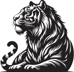 Majestic Tiger Silhouette Vector