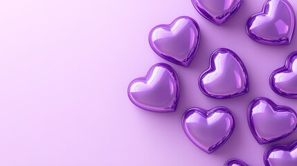 Valentines Day, hearts on a lilac background	