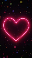 Fototapeta premium Glowing Neon Hearts with Confetti Frame