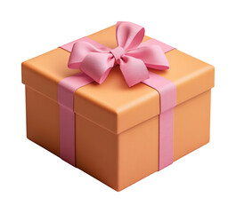 Obraz premium Gift box with pink ribbon icon digital home creative design top view celebration concept