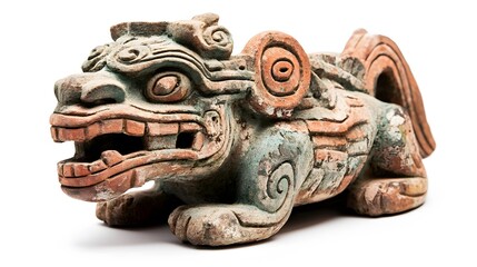 Ancient Ceramic Dog Figurine Detailed Carving