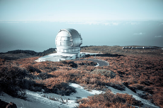 View on Gran Telescopio Canarias on Roque de los Muchachos, La Palma, Canary Islands, Spain