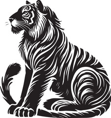Majestic Tiger Silhouette Vector