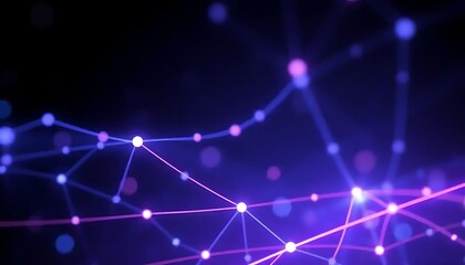 Abstract Network Connecting Glowing Purple Nodes
