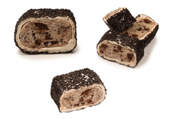 Sweet roll with chocolate and nuts, turkish sweets.
