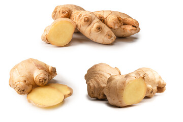 Ginger root isolated on white background.