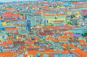 Colorful illustration of Lisbon, Portugal