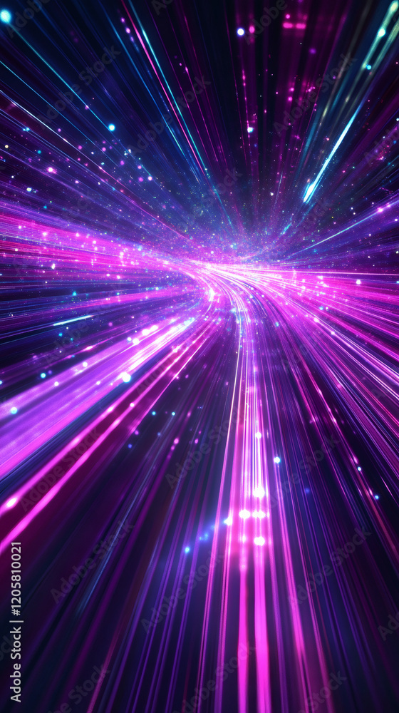Leinwandbilder light streaks creating an abstract hyperspace jump effect with glowing purple and blue particles