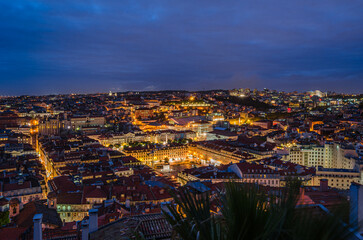 Night view of Lisbon, Portugal, from a scenic spot