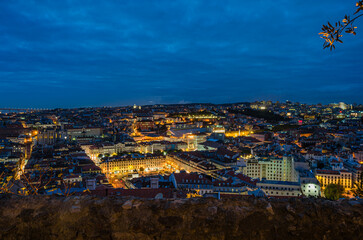 Night view of Lisbon, Portugal, from a scenic spot