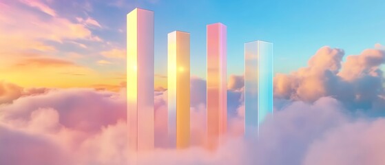 Fototapeta premium Aerial view of a minimalist fantasy world skyline