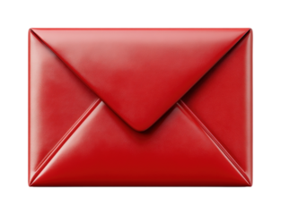 Red mail icon digital communication graphic design minimalist style close-up view