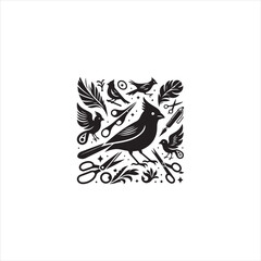 Black Silhouette Vector bird on a branch