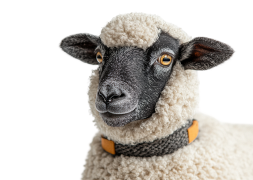 Closeup of a sheep in a studio animal focused perspective nature