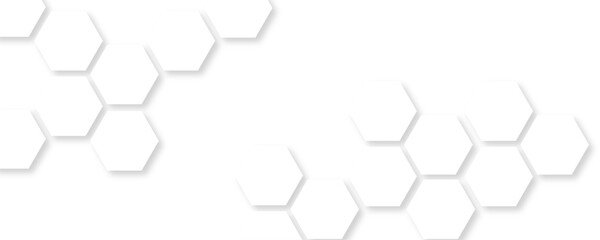 Abstract white hexagon concept design background. Seamless bright white honeycomb banner design. 
