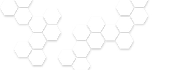 Abstract white hexagon concept design background. Seamless bright white honeycomb banner design. 