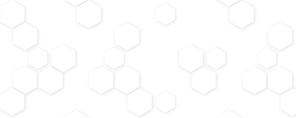 Abstract white hexagon concept design background. Seamless bright white honeycomb banner design. 