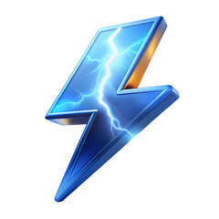 Electric Thunder Bolt: 3D Energy Lightning Icon, Powerful Charge Symbol, High Voltage Design Element