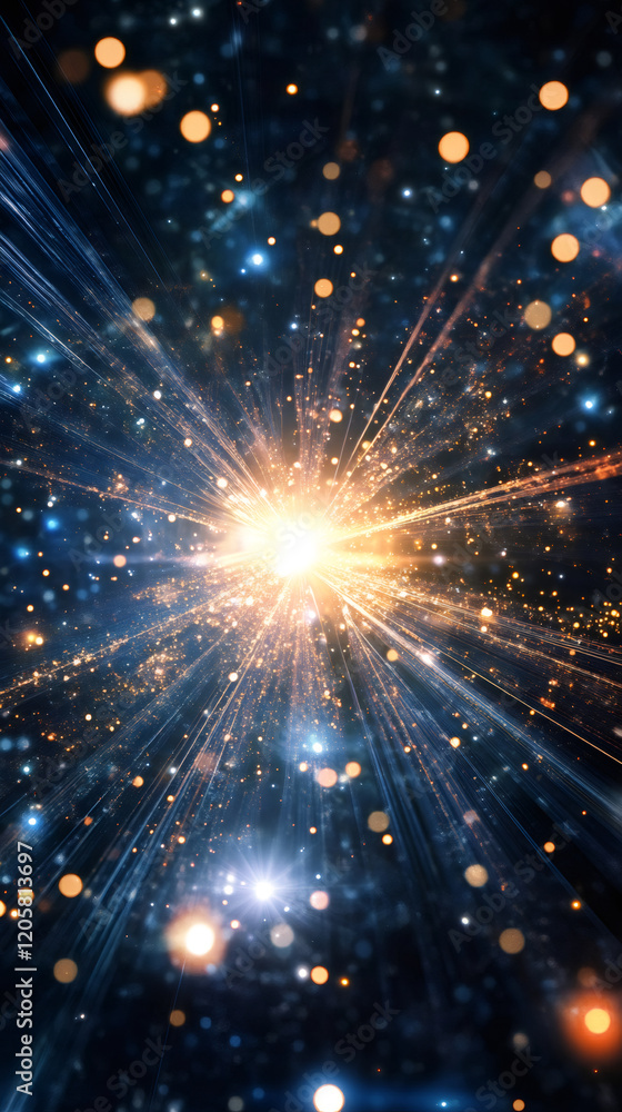 Aufkleber abstract representation of big bang or supernova explosion, with bokeh effect and light rays