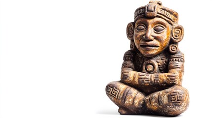 Ancient Mesoamerican Figurine Seated In Contemplation