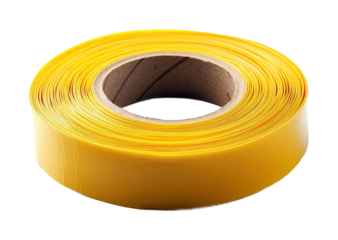 Adhesive tape in action yellow tape roll product studio environment close-up view